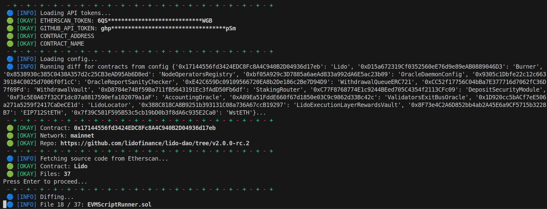 How to diff contracts against Etherscan verified code